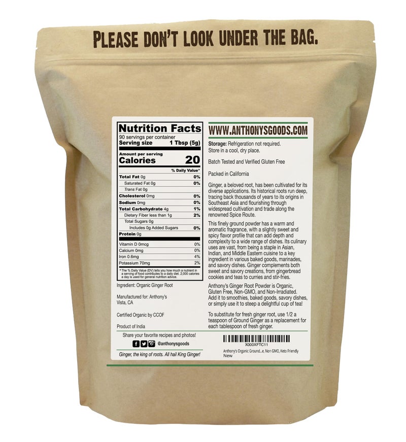 Anthony's Organic Ground Ginger Root, 1 lb, Gluten Free, Non GMO, Keto Friendly - Image 2
